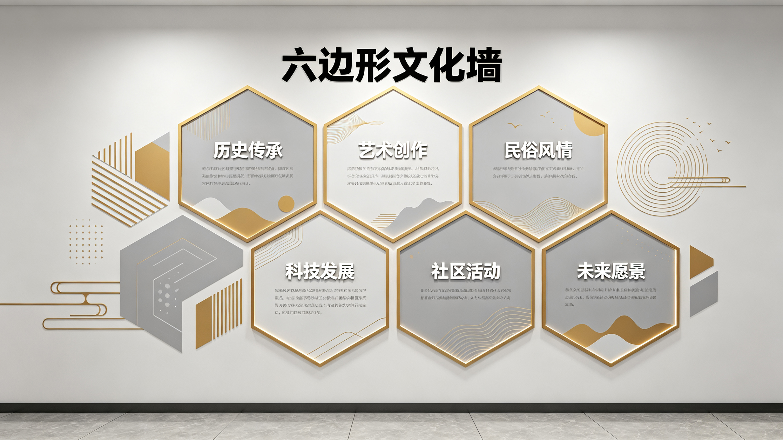 炉霍企业文化墙 | 六边形信息美学